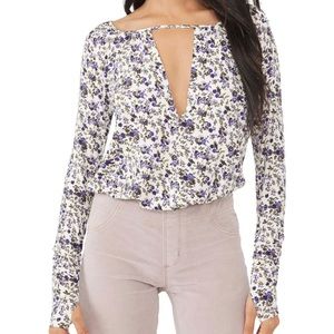 Free People Kaya Print Cutout Bodysuit Size S